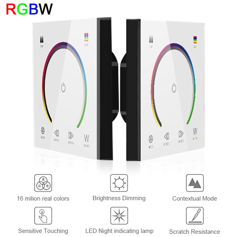 86 Touch Panel Switch DC12-24V Controller Light Dimmer Switch single color/CT/RGB/RGBW LED Strip Tempered Glass Wall Switch