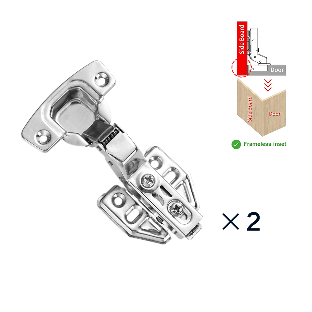2pcs Frameless Cabinet Door Concealed Hinges,Soft-Close, European Full Overlay/ Half Overlay/ Inset, 35mm Cup Door Hinge: Gold