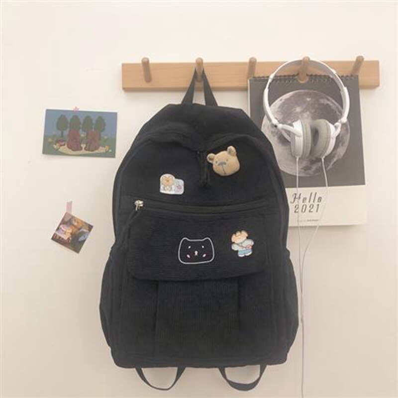 High School Backpack Corduroy Bag: 4