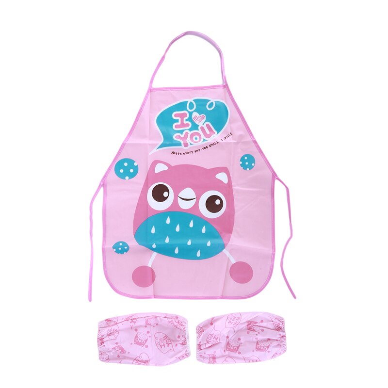 Baby Bibs Newborn Bandanas Feeding Baby Burp PVC Waterproof Washing Cartoon Sleeveless Cloths Girls Boys Print Apron Bib Bandana: pink owl