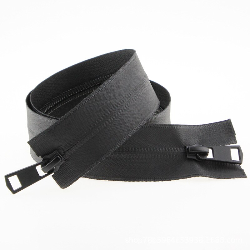 Meetee 2 kpl 50-150cm 5#  vedenpitävää vetoketjua musta nylon näkymätön avopää vetoketju yksi/kahdesti auki vetoketjut takin ompelutarvike: Blackdouble-avoin / 90cm
