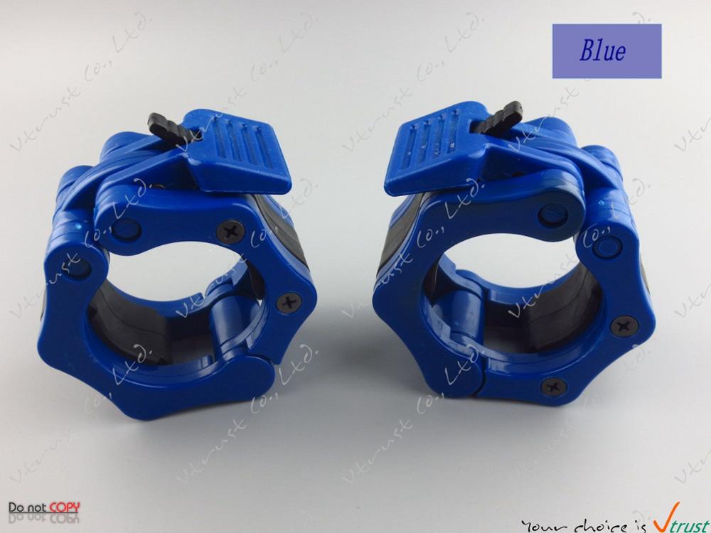 Metal 50mm / 2" Lock Jaw collars standard barbell quick collars weight lifting gym easy lock collars NPGL (NPFL): LJC-Blue