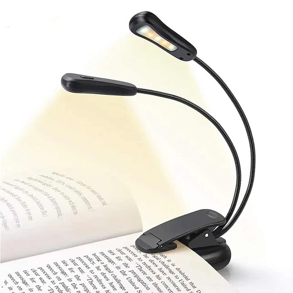 Rechargeable Book Light 10 LED Music Stand Lights Dimmable 3 Brightness×3 Color Light up 2 Full Pages Eye-Cared Clip on Light