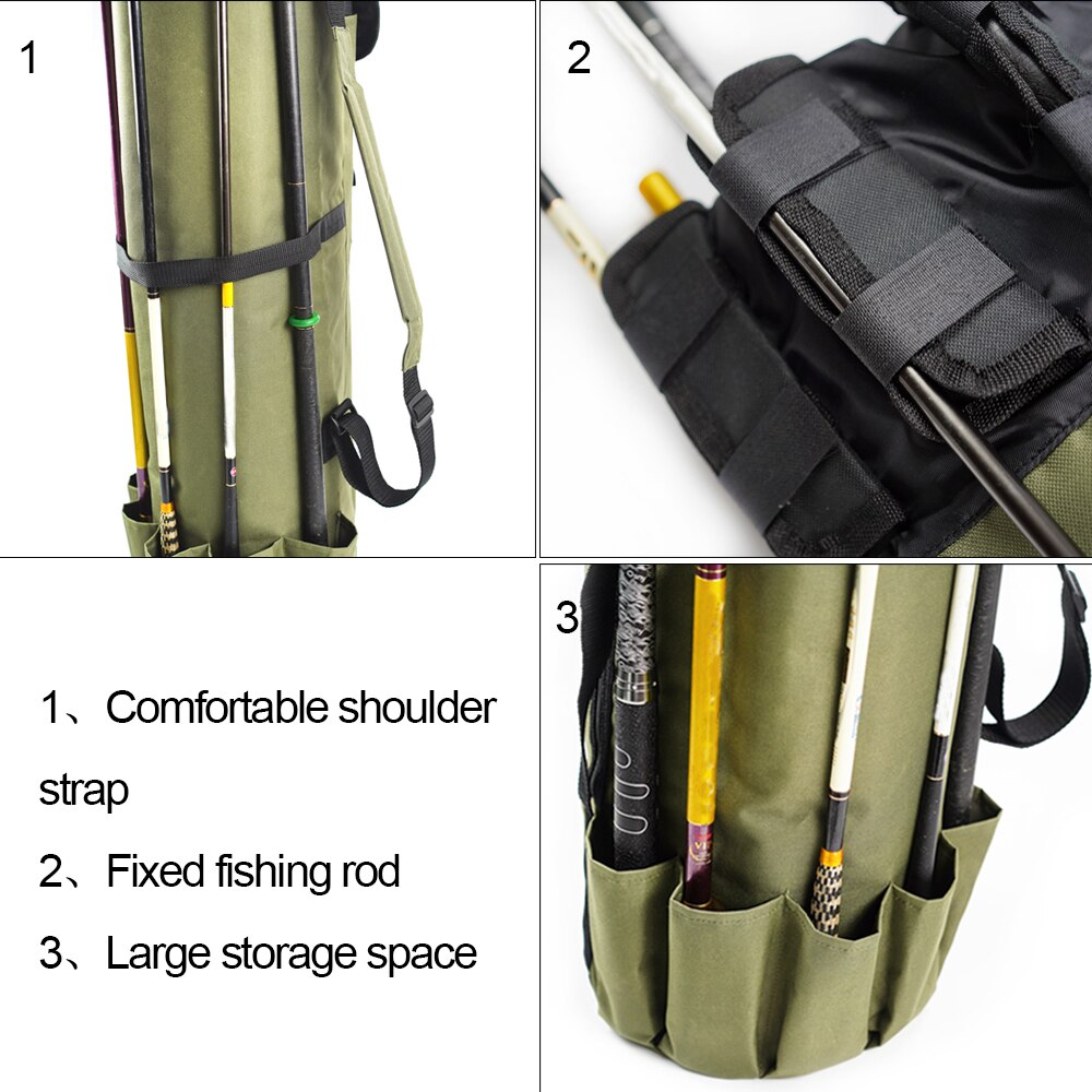 Sac de canne à pêche en tissu Oxford, pratique, confortable, doux et polyvalent, sac de rangement d'équipement de pêche avec grand espace de rangement, sac Durable