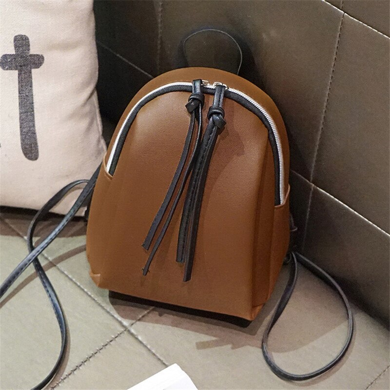 Mini Backpack Crossbody Bag For Teenage Girl PU leather Women Shoulder Phone Purse Female Backpack: Style 1 brown