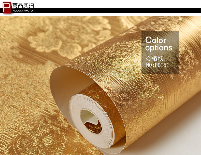 Luxus Reflektierende Draht Zeichnung Gold Folie Tapete PVC funkeln metallisch Wandbild Tapete Wasserdicht für Wohnzimmer Bar 10 M: 80151