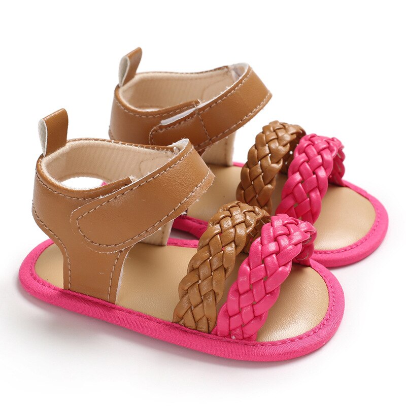 Triursus merk baby meisjes open teen sandalen zomer baby sandalen meisjes pu leren klompen baby eerste loopschoenen: Rode schoenen / 1