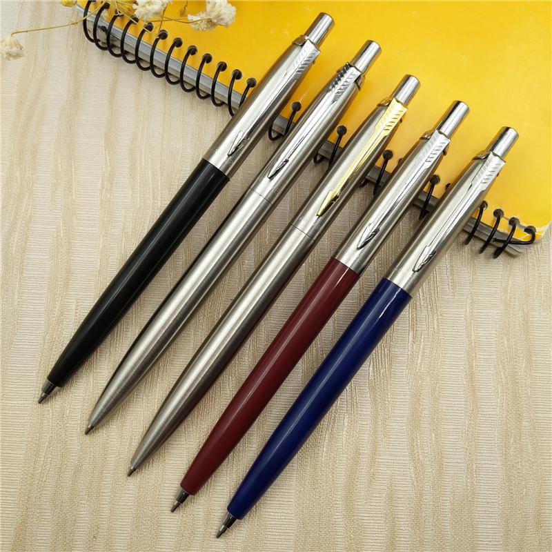 1 stk metal kuglepen bærbar roterende automatisk kommerciel kuglepen kuglepenne skriveværktøj kontorartikler fl
