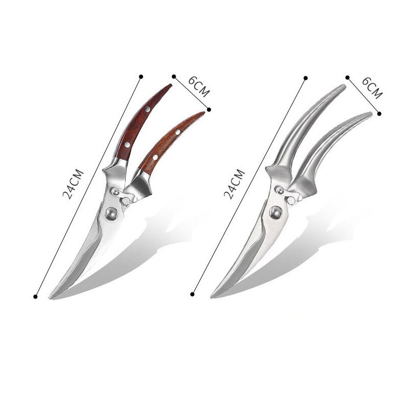 Wooden Handle Kitchen Knives Chef Knife Powerful Chicken Bone Scissors Duck Fish Cutter Stainless Steel Cleaver Knife Scissors
