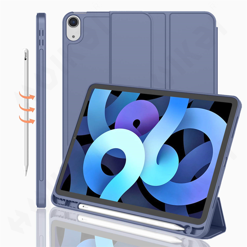 Rotating Case for iPad 11 Air 13 / Air M3 M5 with Pen Holder 360 Degree Protective Stand Cover Auto Wake Sleep: 12.4 / PURPLE