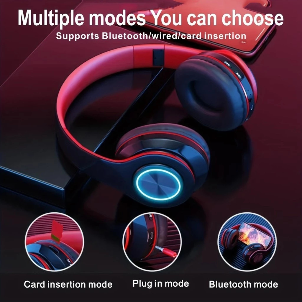 B39-hoofdtelefoon met draadloze Bluetooth Kleurrijk licht Insteekbaar kaartspel Muziekbeweging Bluetooth-headset voor telefoon