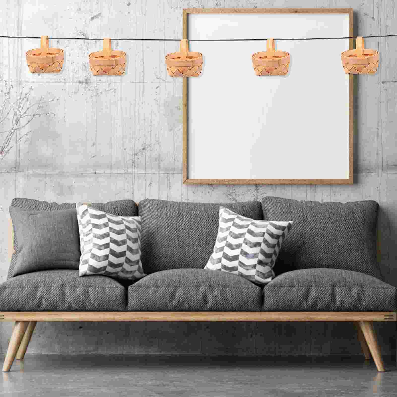 12 sztuk ręcznie tkane kosze drewniane kawałki kosze robić przechowywania mini kosze ozdoby