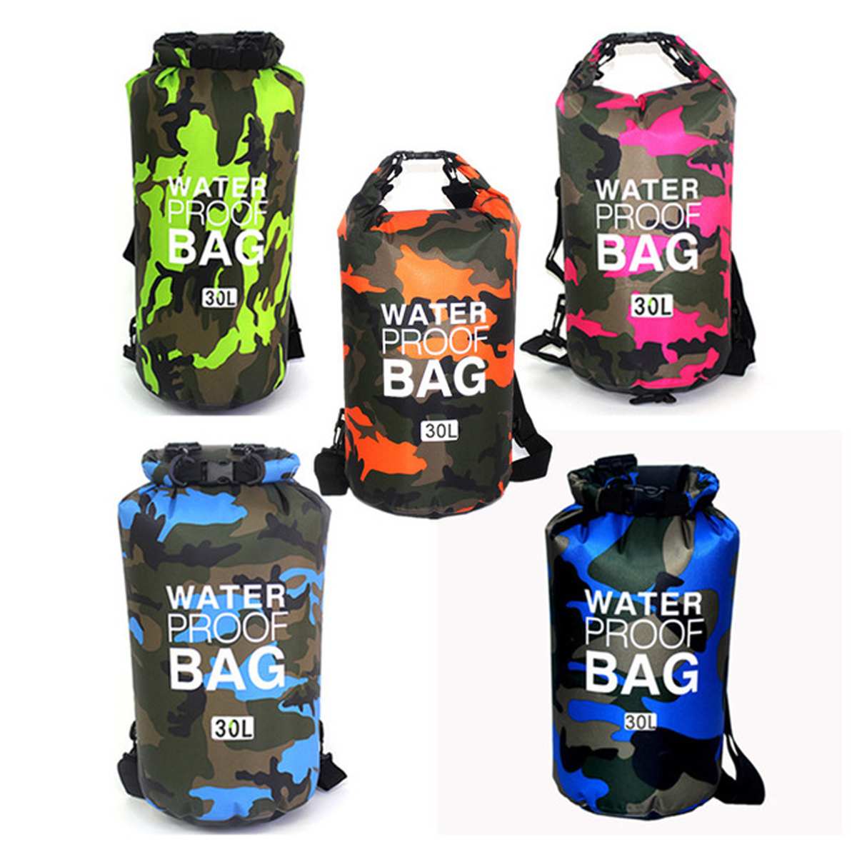 Pvc waterdichte opvouwbare camouflage droogzak outdoor strand duiken kamperen wandelen rugzak droogzak 30l