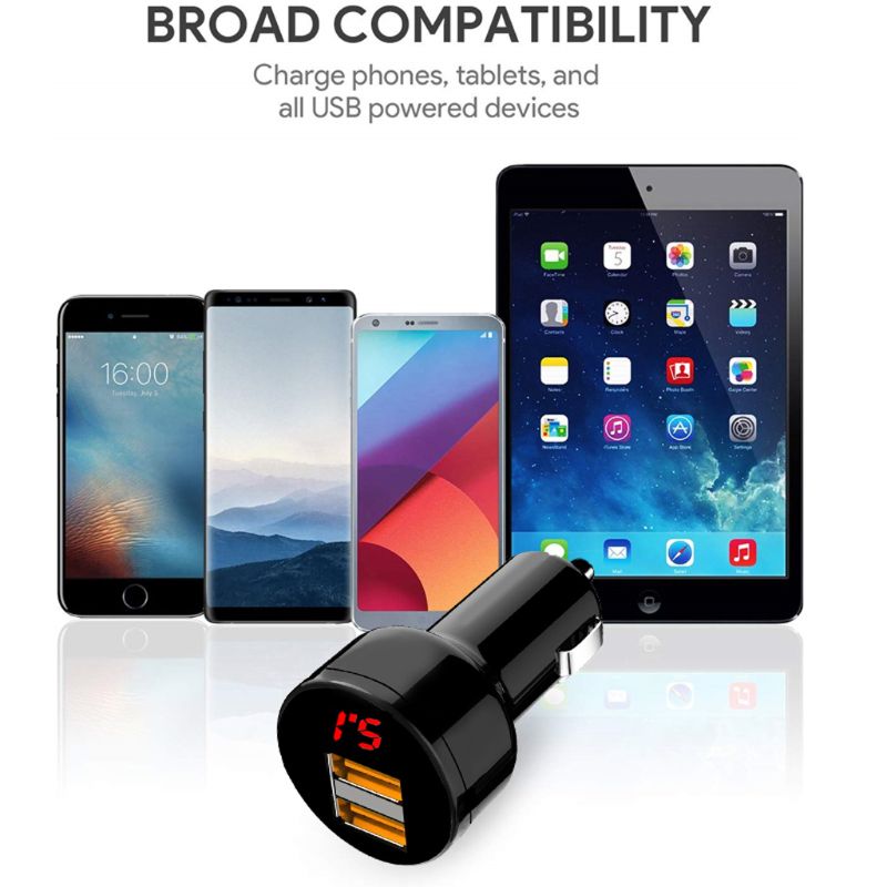 12 V/24 V Dual Häfen 3.1A USB Auto Zigarette Ladegerät Feuerzeug Digitale LED Voltmeter Energie Adapter für Handy, Mobiltelefon telefon Tablette GPS