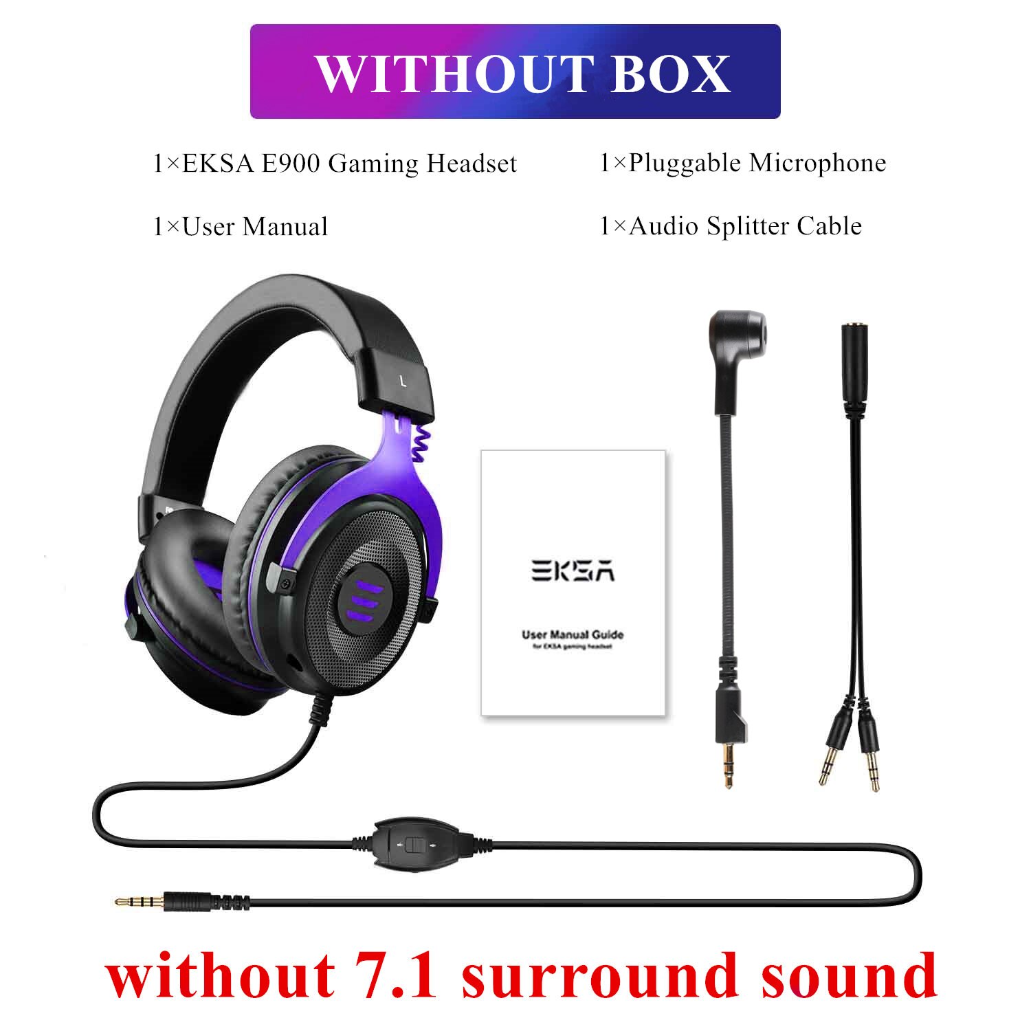 EKSA Gaming Headset Gamer E900/E900 Pro 7.1 Surround Wired Gaming Headphones with Microphone For PC/PS4/PS5/Xbox one/Switch: E900 Purple No Box