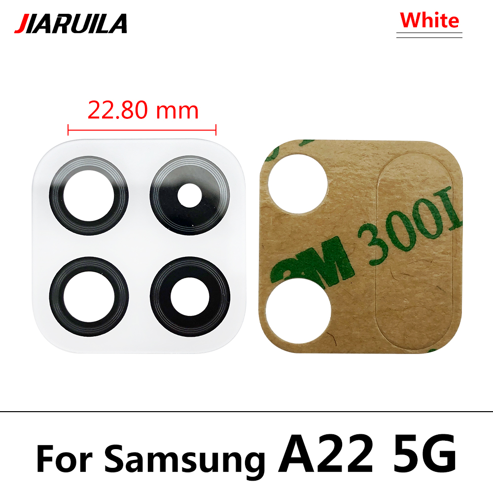 10 Stks/partij, achter Terug Camera Glazen Lens Voor Samsung A22 4G A225F / A22 5G A226B Camera Glas Met Lijm lijm: A22 5G White