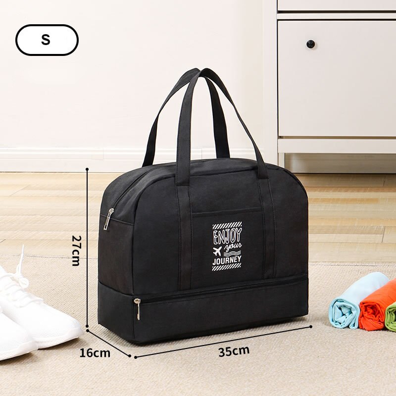 Waterproof Travel Duffle Bags Men Weekend Handbag Large Capacity Clothes Socks Shorts Tote Organizer Suitcase Luggage Accessorie: A Black S