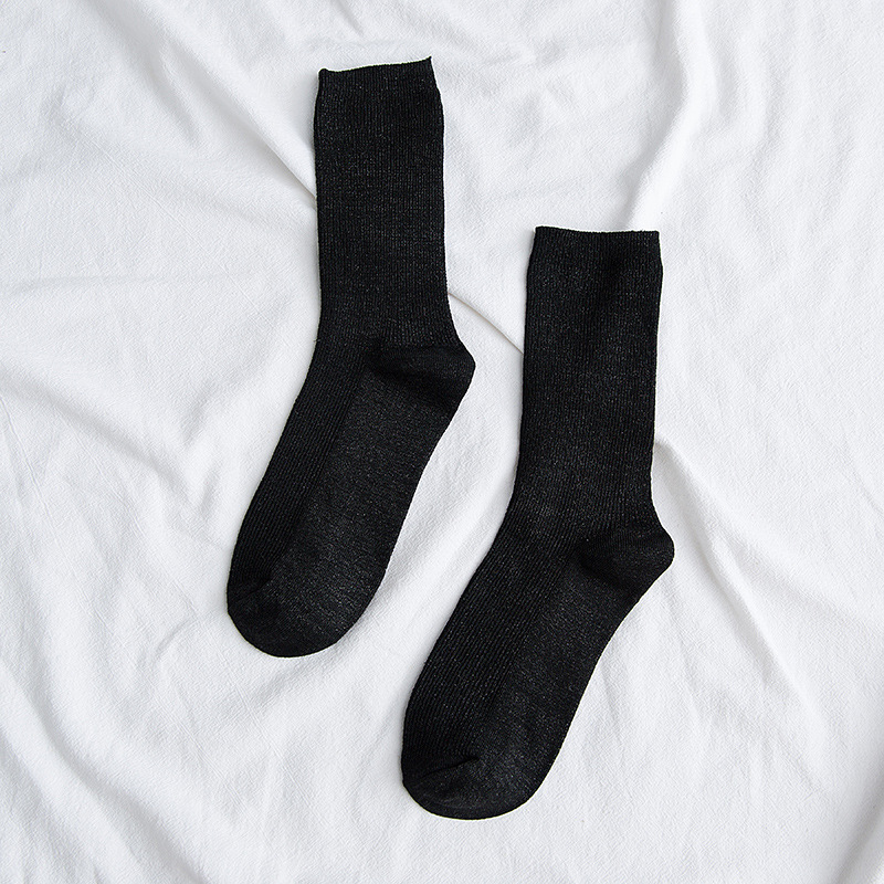 Helle funkelnde Damensocken, modische glitzernde glänzende Socken, süße süße goldene silberne Socken, Frühling und Herbst, atmungsaktive Socken: Schwarz