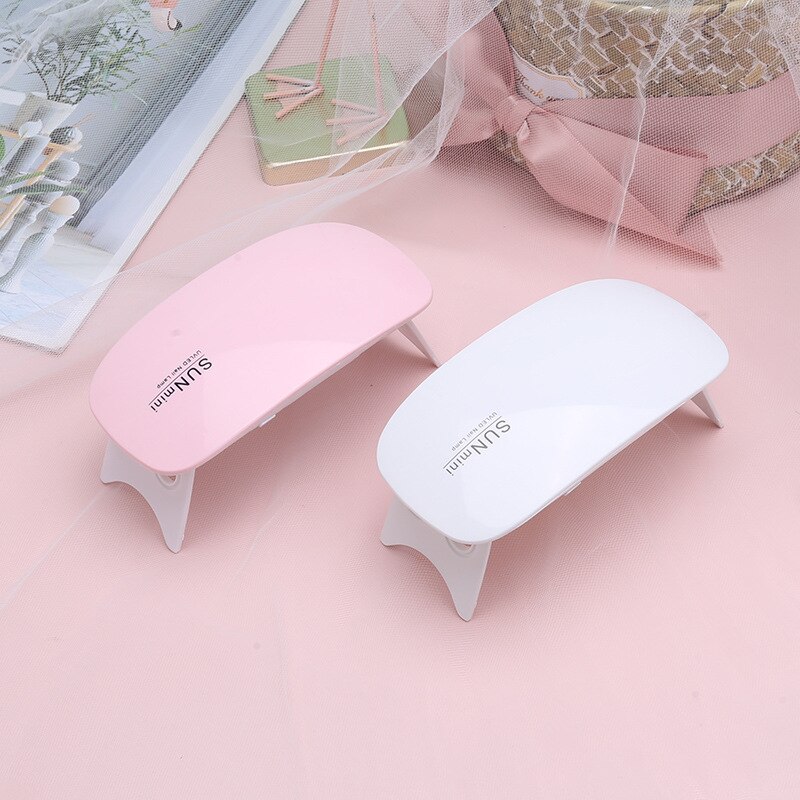 Mini secador de uñas , lámpara Led UV de 6W, con Cable USB, herramientas portátiles de manicura para esmaltes a base de Gel, color blanco y rosa
