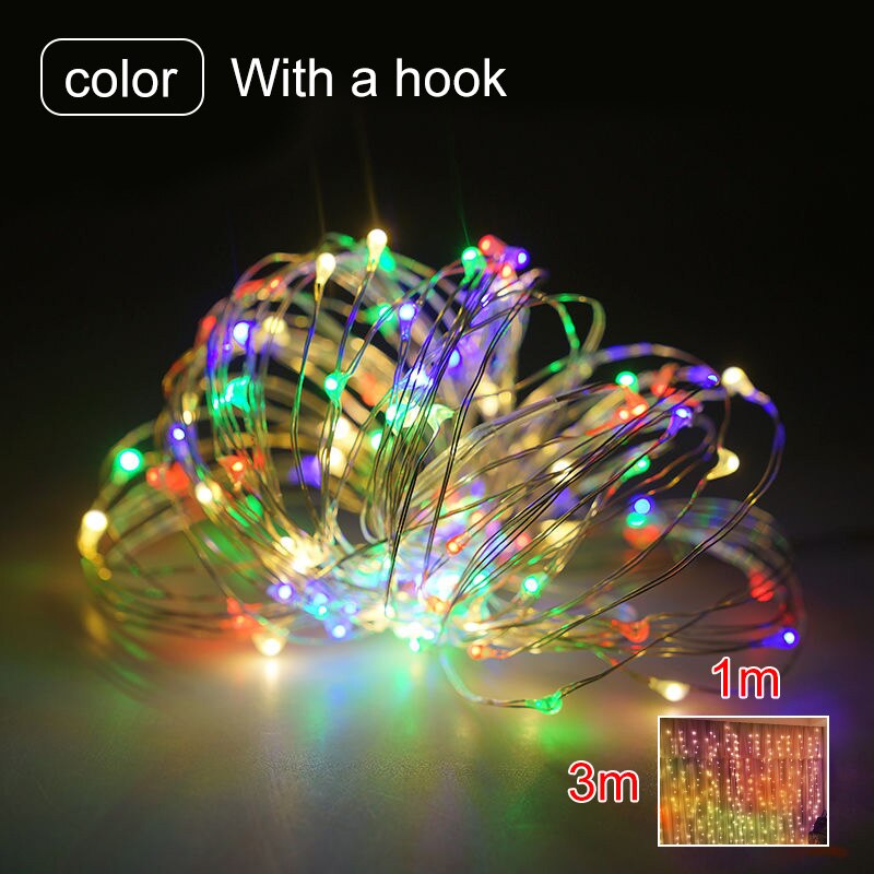 Led String Lights Usb Afstandsbediening Wedding Garland Gordijn Wandlamp Voor Slaapkamer Outdoor Fairy Decoratie: MultiColor / 3M X 2M