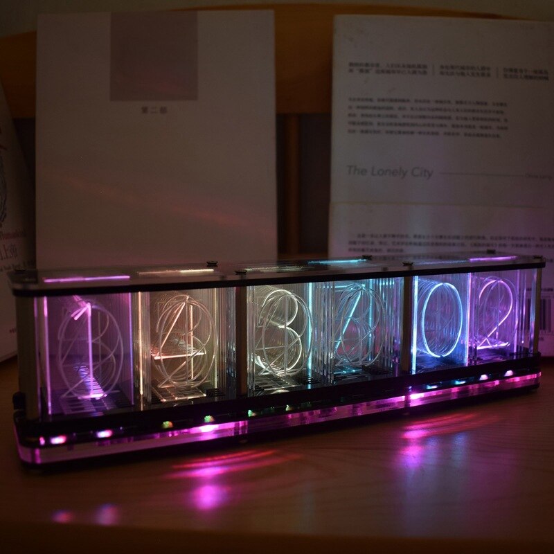 Nixie Tube Clock Digital Led Alarm Clock Kit Large Font 6-Digit Display Rgb Nixie Tube Clock Large DIY Clock