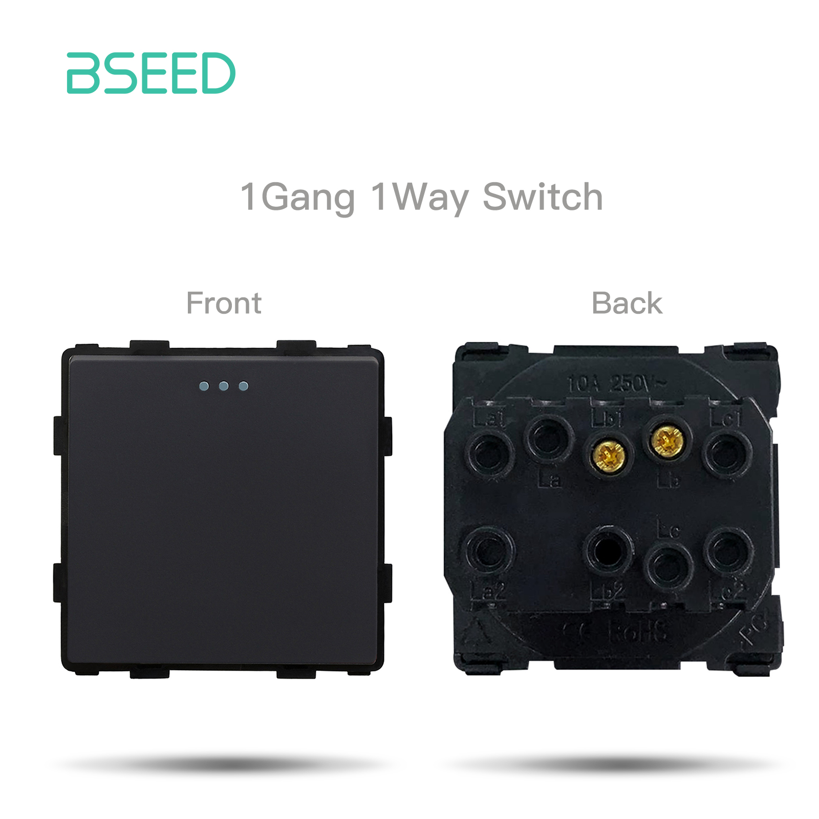 BSEED Mechanical Button Switch Part 1/2/3Gang 1/2Way Wall Socket Function Parts Glass Frame White Black DIY Combination: Other