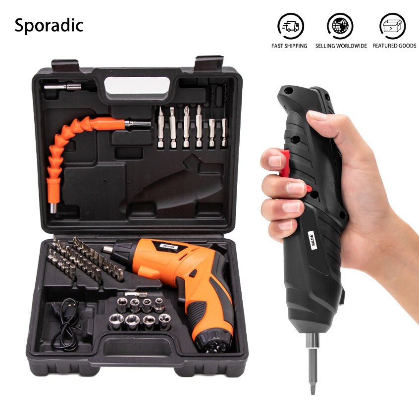 Wireless Electric Screwdriver Set Rechargeable Drill and Screwdriver Battery Twistable Handle LED For Woodworking Power Tools