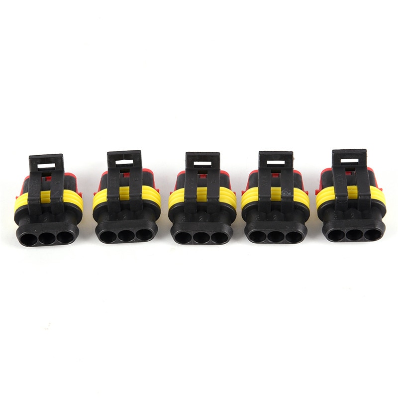 5Set Waterproof Car Part 3 Pin Way Sealed Electrical Wire Auto Connector Plug Set Car Motorcycle for HID LED Light fog lamp