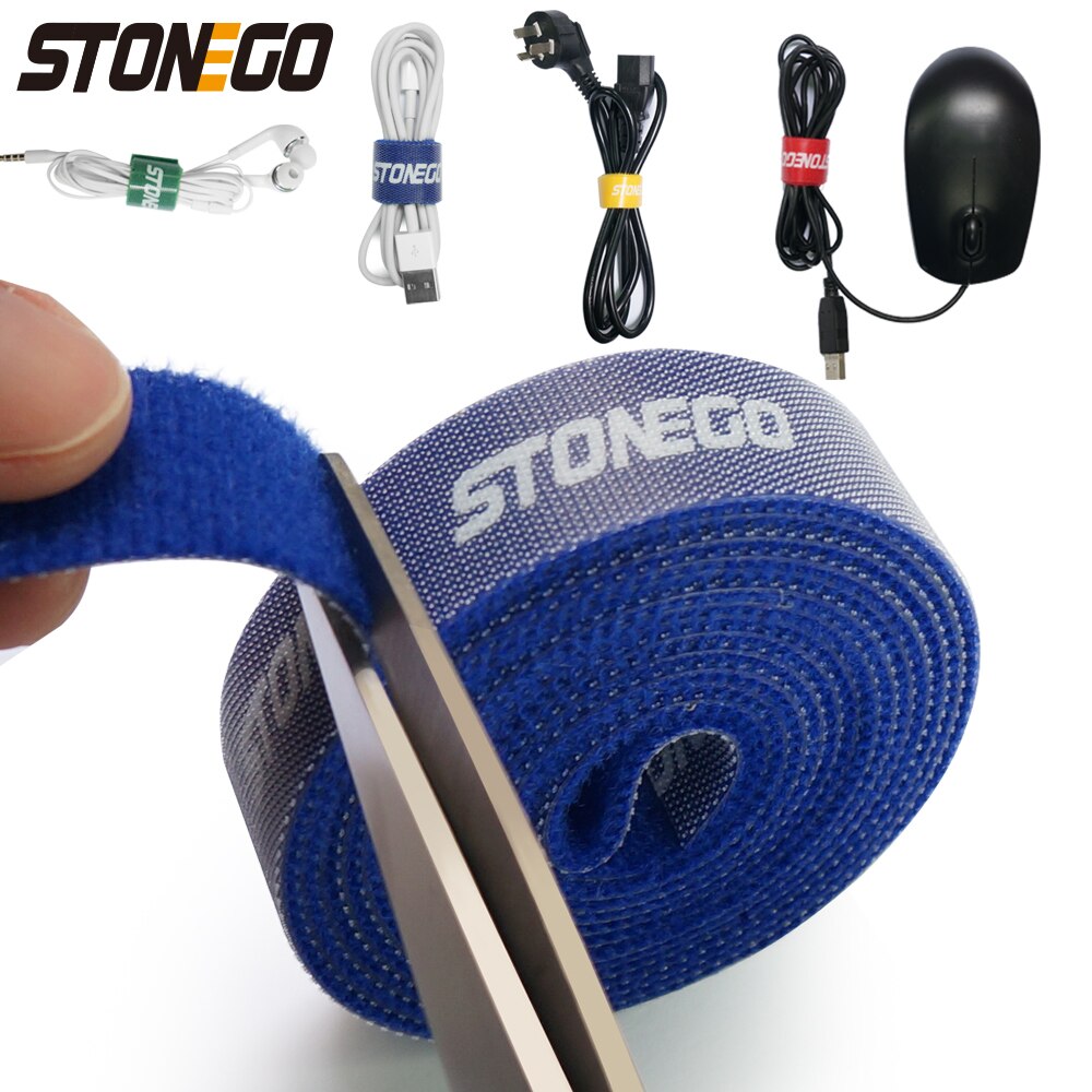 Stonego Usb Kabel Winder Kabel Organizer Ties Muis Draad Oortelefoon Houder Hdmi Cord Gratis Cut Management Telefoon Hoop Tape Protector: Blue