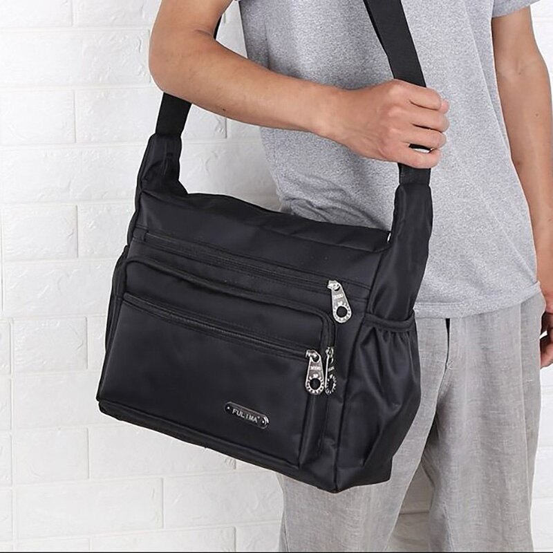 Oxford mandlig messenger bag business dokumentmappe afslappet business vandtæt skuldertaske stor kapacitet crossbody tasker: Sort