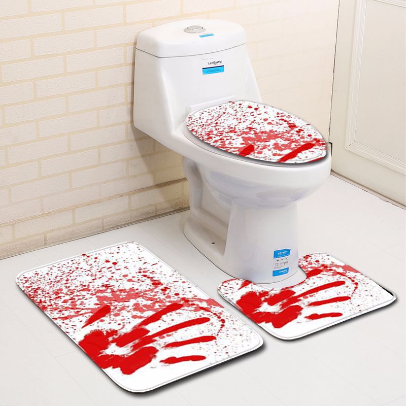 3 Piece Set Horror Blood Handprint Bath Mats Non-slip Absorbent Water Floor Door Mat Bathroom Carpet Toilet Seat Rug for Toilet: C011 / 500MMx800MM
