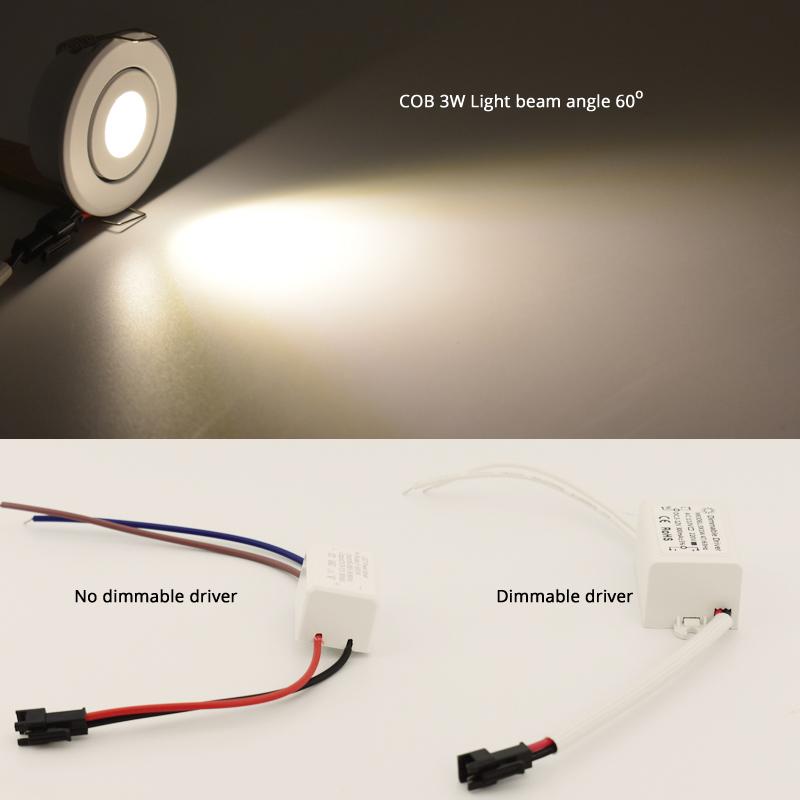 Mini Spot LED COB 3W spots Dimbaar voor vitrinekast loft binnen sieraden mini led licht Aluminium