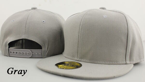 Mode Unisex Pure Kleur Platte Rand Dans Hoed Hiphop Hoeden hiphop Cap Blanco Baseball Caps Mannen Vrouwen Snapbacks Verstelbare: Gray