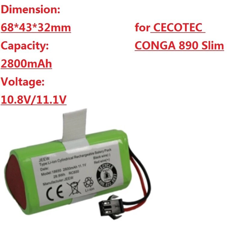 Batería para aspiradora robótica CECOTEC CONGA 2800 Slim, 890, 890 V, 10,8 V, 11,1 mAh