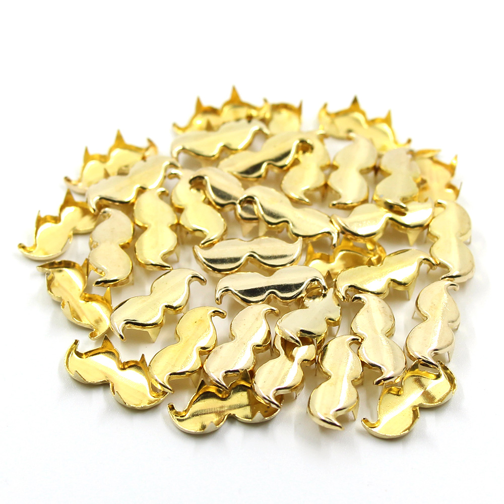 Tachuelas de Metal con forma de bigote para ropa, de 100 piezas tachuelas doradas y plateadas, remaches para manualidades, espigas de 18x8mm para cuero