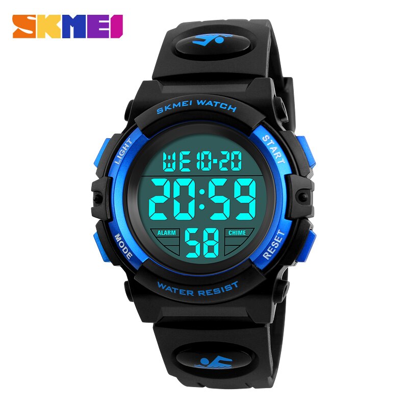 Kinder Kinder Uhren SKMEI Outdoor Sport Digital Uhr Wasserdicht 50M Kinder Jungen Armbanduhren 1258: Blue-small 1266