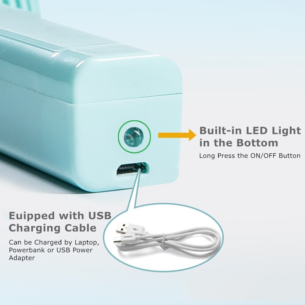 Mini ventilador de mano portátil plegable ventiladores eléctricos de refrigeración con luz LED 3 velocidades ventiladores de escritorio Personal para niños Bebé Hogar al aire libre
