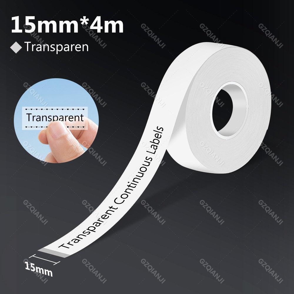 Thermische Label Printer Marklife M1 & Doorlopend Kleur Label Papier (15Mm X 4M), Compatibel Voor P11/P12/P15/P50/Q30/D30 Label Maker: zwart op wit