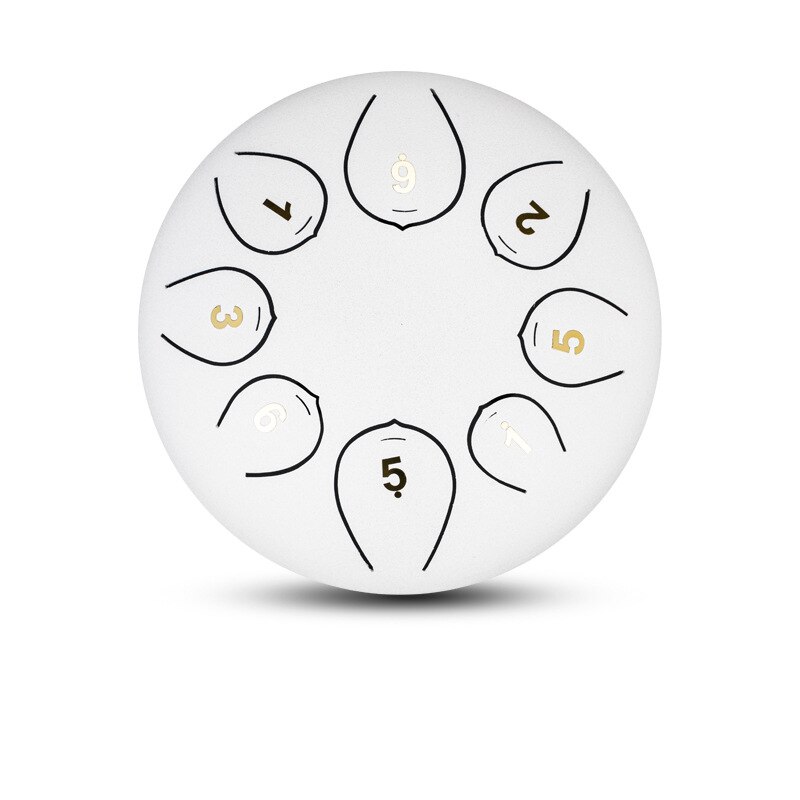 6 Inch Steel Tongue Drum 8 Tune Hand Pan Drum Tank Drum Kits With Drumsticks Finger Cots Carrying Bag Percussion Instruments: White