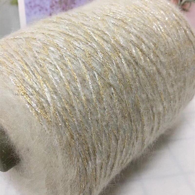 500g blinkende guld og sølv silke glitter mohair garn hult garn hæklet sweater taske mix og match uldgarn voluminøst garn