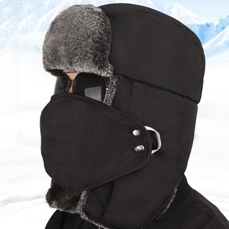 Sport caps tur caps skjerf menn russian trapper termo lue trooper øreklaff snø ski lue cap med fack maske