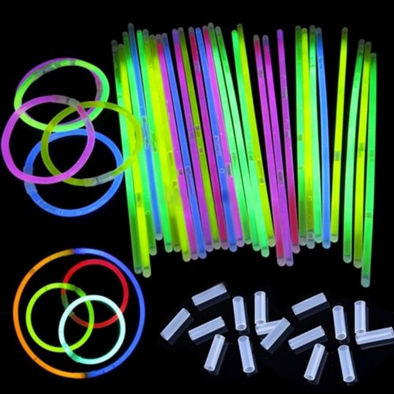 100Pcs Bright Colorful Glow Sticks Party Fluorescence Light Glow Sticks Bracelets Necklaces Neon For Wedding Party Glow Sticks