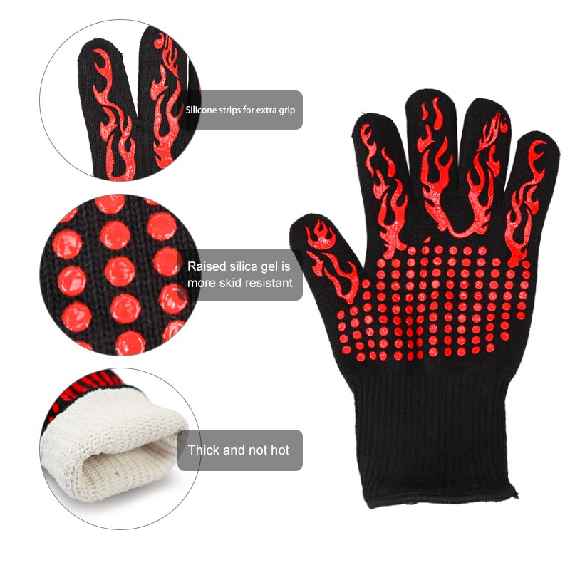 Bbq Grill Handschoenen Hittebestendige Materiaal Siliconen Antislip Koken Bakken Barbecue Oven Handschoenen