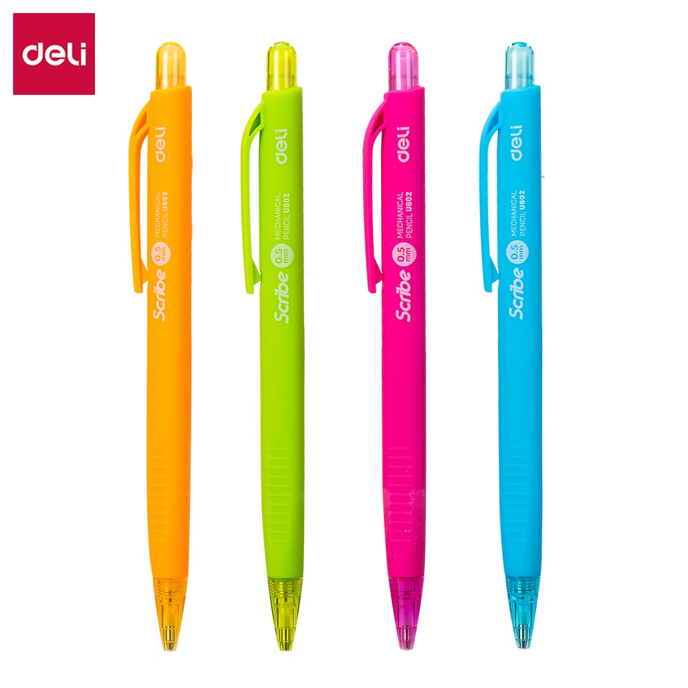 Deli Mechanical Pencil 0.5mm 0.7mm 2B Black Lead 4PCS/Lot Student Writing Pen Color School Stationery EU60200 EU60300