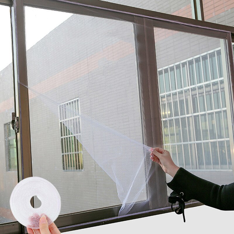 Door Window Screen Netting Inset Window Screen Mesh DIY Mesh Home Net Curtain Cut Netting Mosquito Net with Self Adhesive Velcro