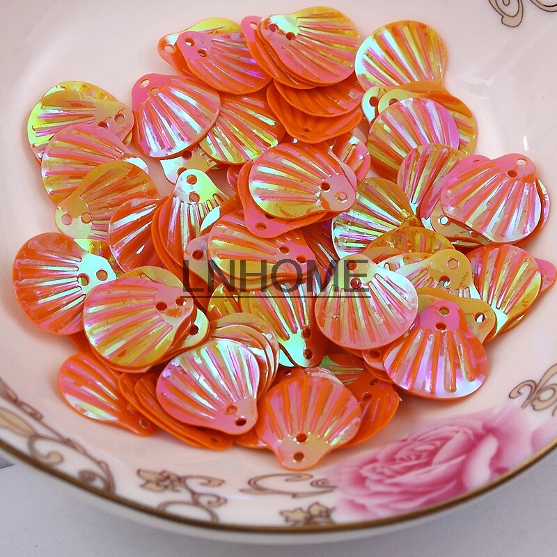 400 pcs 18mm Grote Shell Pailletten Losse PVC Pailletten voor Ambachten Naaien DIY Dans Jurk Kleding Accessoires Oranje AB confetti