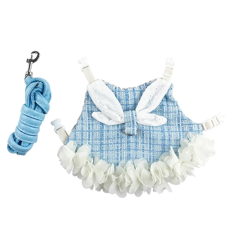 Vestido de conejo para caminar al aire libre, conjunto de arnés y Correa, ropa bonita, correa para el pecho para conejos jóvenes: 3 / M