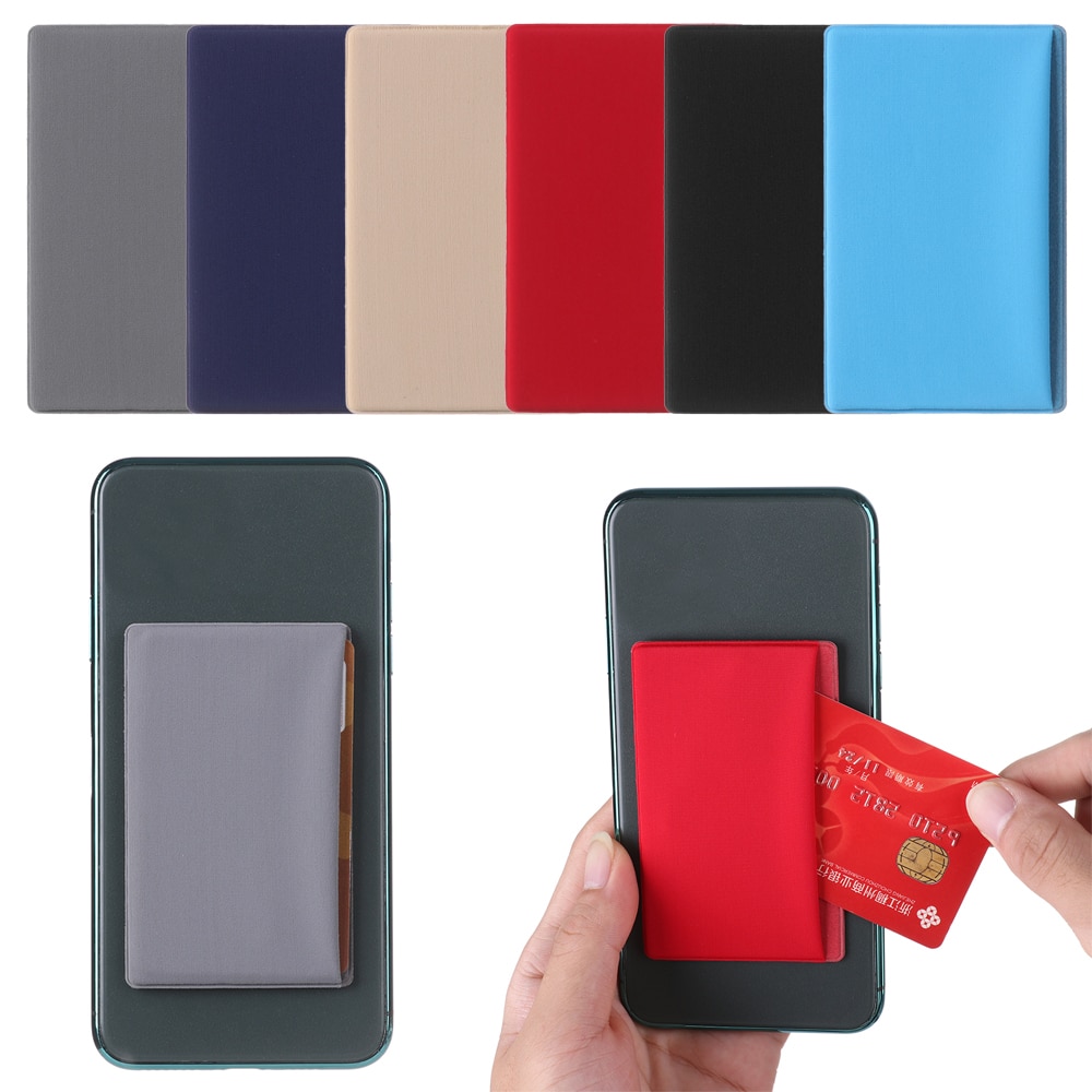 Stretch Lijm Mobiele Telefoon Id Credit Card Holder Vrouwen Mannen Sticker Pocket Wallet Case Kaarthouder Voor Mobiele telefoon