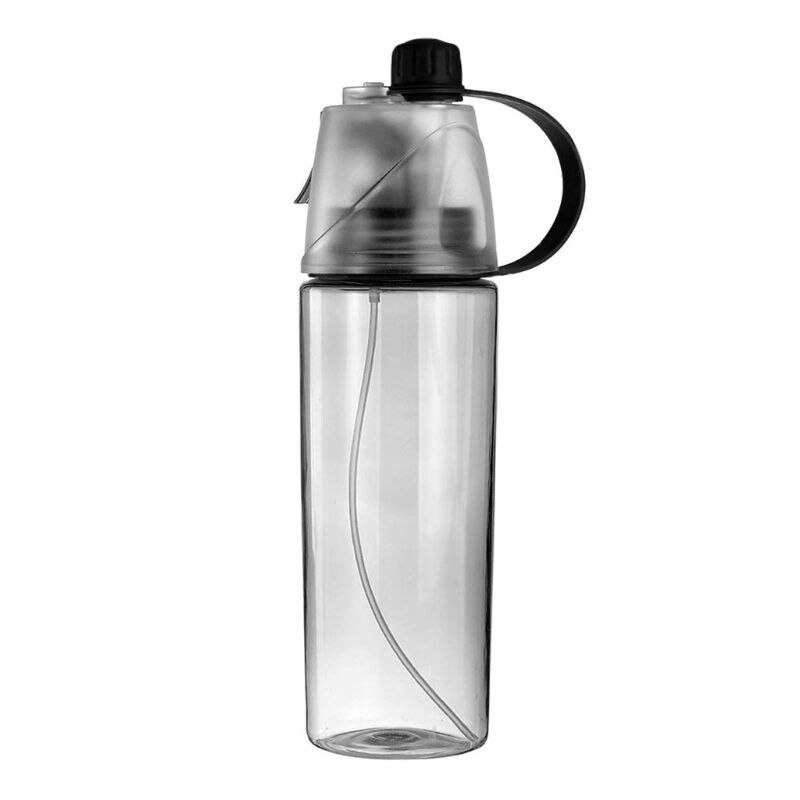 600ml 4 färger solid plast spray cool sommar sport vattenflaska bärbara klättring utomhus cykel flaskor: Svart