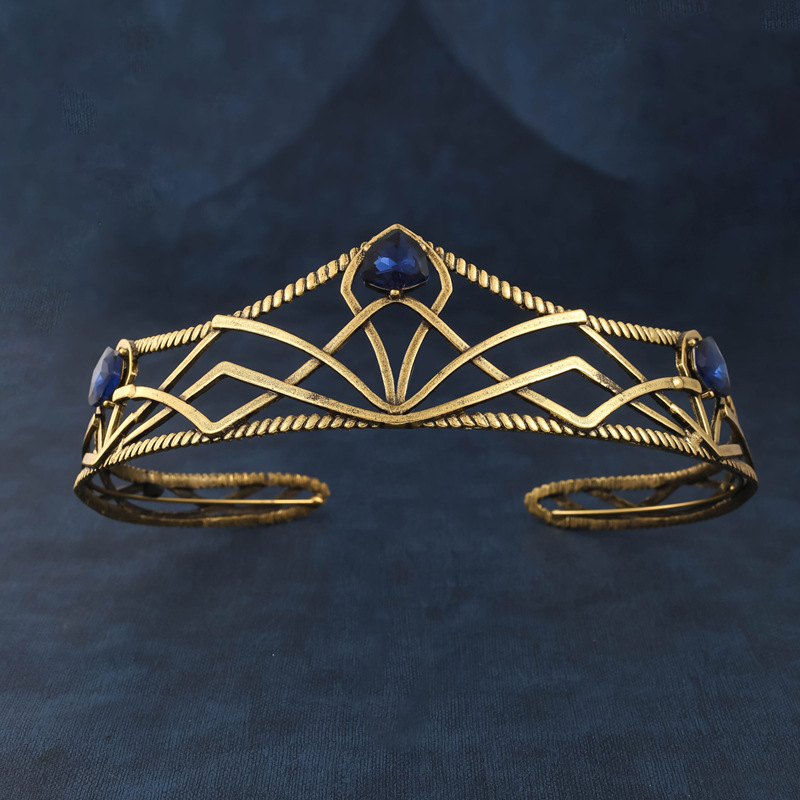 Film Elfen Koning Ronde Kroon Tiara Vintage Barok Kristal Tiara Bekroont Prinses Koningin Diadeem Hoofdband Bruiloft Haar Accessoires